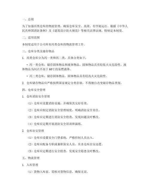 丙类仓库物流管理制度