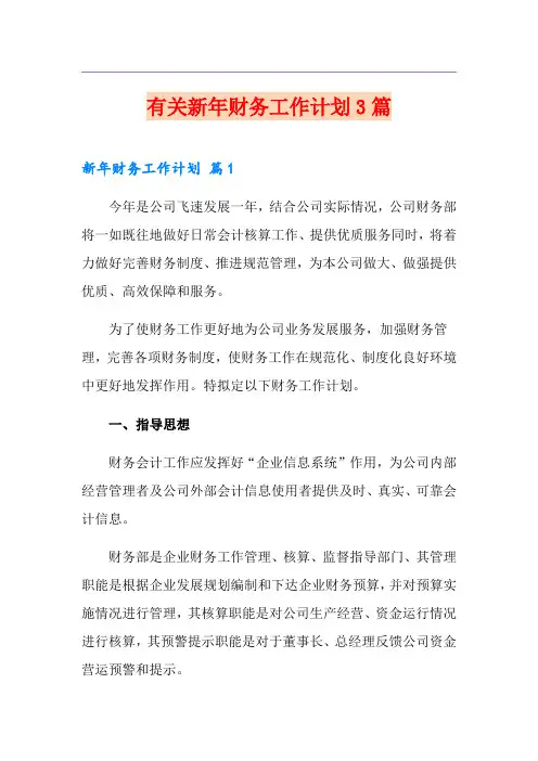 有关新年财务工作计划3篇