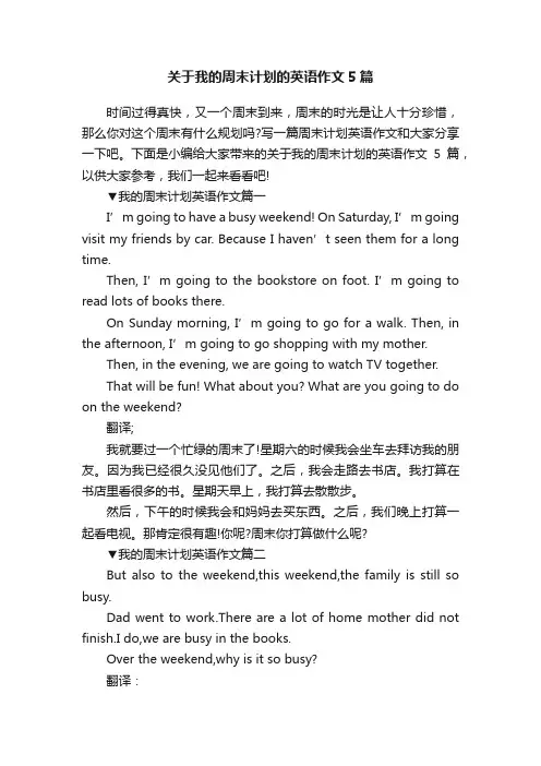 关于我的周末计划的英语作文5篇