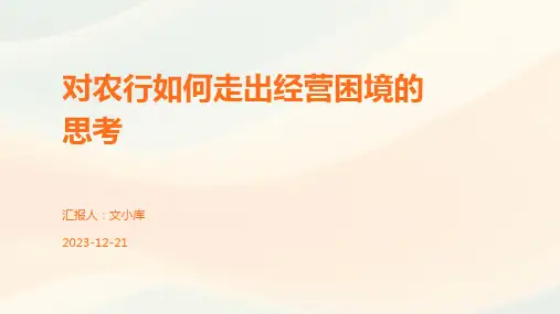 对农行如何走出经营困境的思考