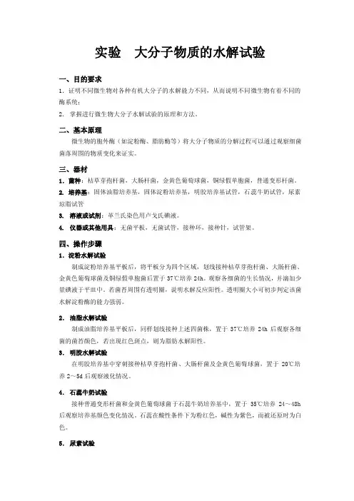 实验大分子物质的水解试验