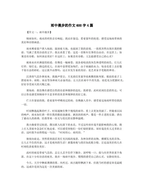 雨中漫步的作文600字4篇