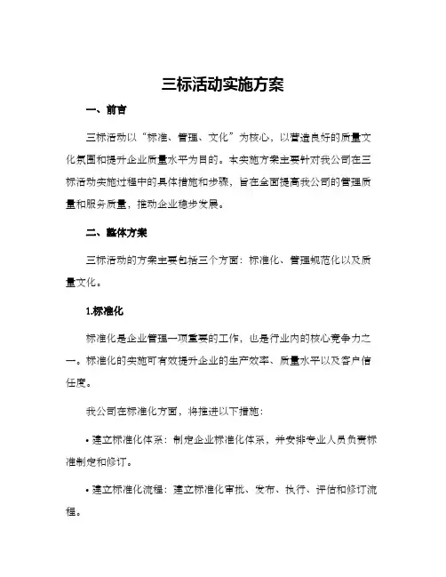 三标活动实施方案