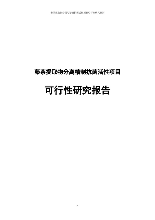 藤茶提取物分离与精制抗菌活性项目可行性研究报告