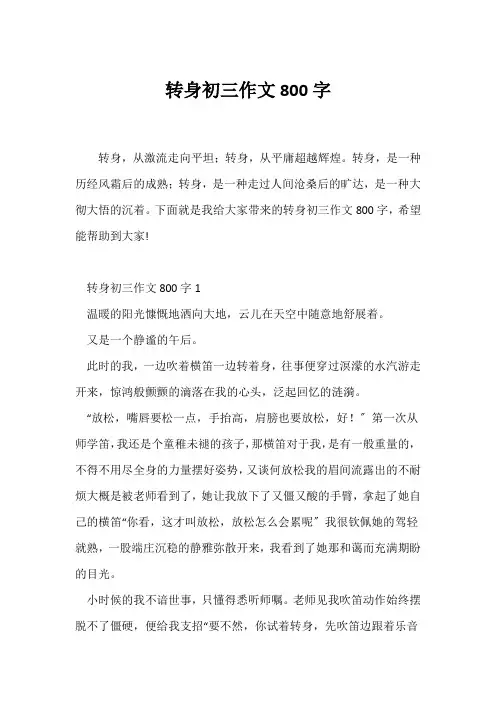(初三作文)转身初三作文800字