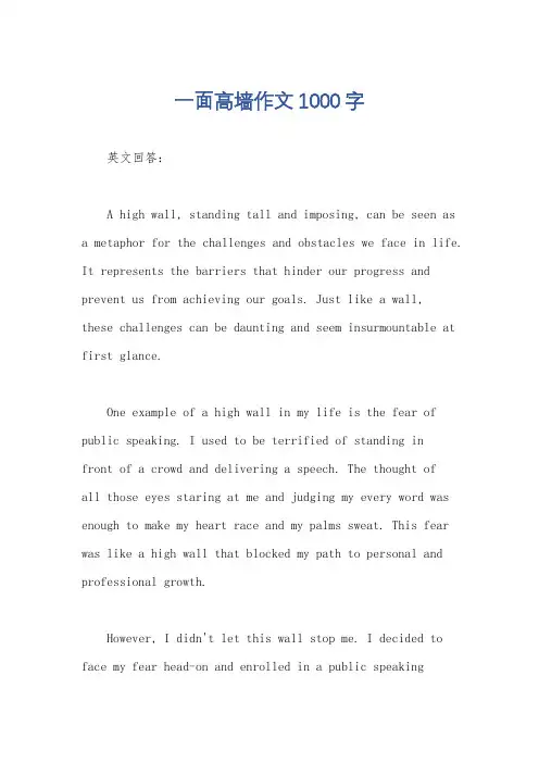 一面高墙作文1000字