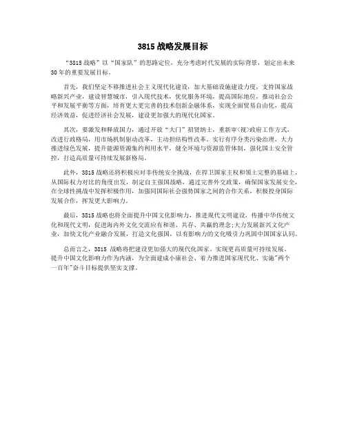 3815战略发展目标