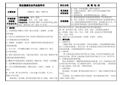 摇臂钻床(职业健康安全作业指导书)