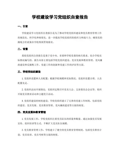 学校建设学习党组织自查报告