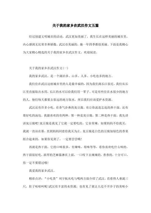 关于我的家乡在武汉作文五篇