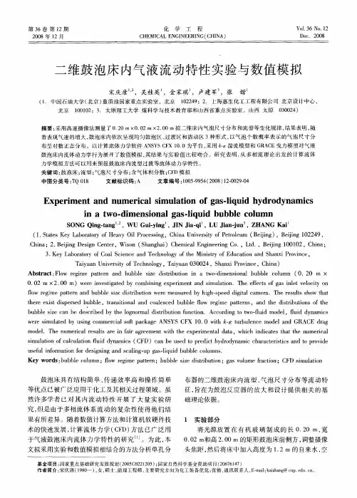 二维鼓泡床内气液流动特性实验与数值模拟