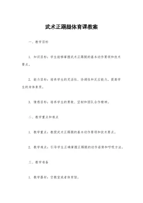 武术正踢腿体育课教案