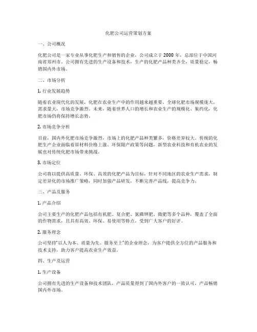化肥公司运营策划方案