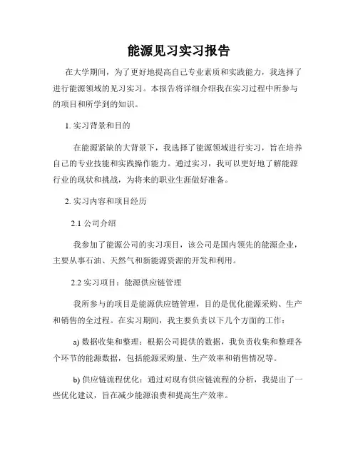 能源见习实习报告