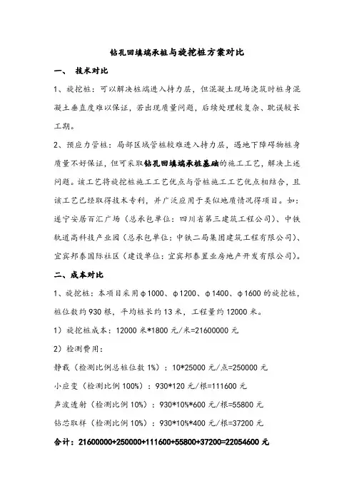 管桩与旋挖桩方案对比
