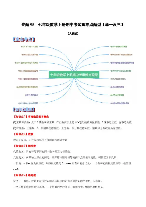 数学人教版七年级上册重难点题型  举一反三(原卷版)