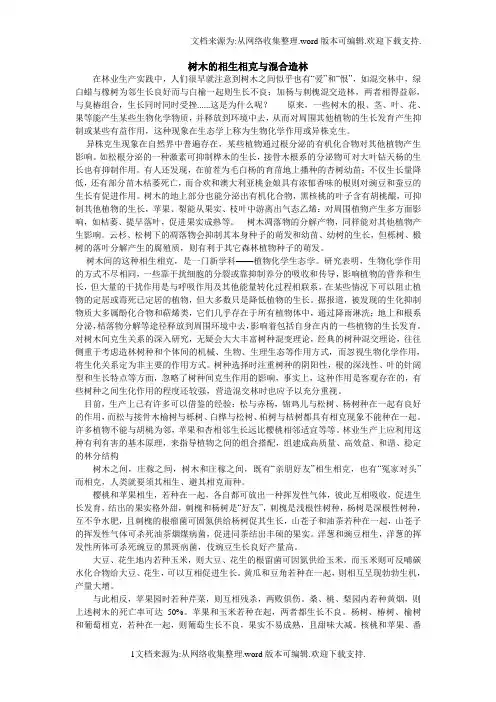 树木的相生相克与混合造林