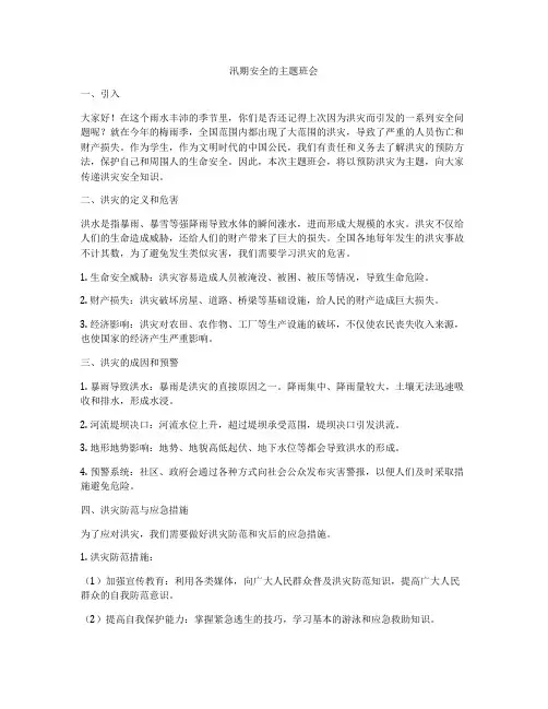 汛期安全的主题班会