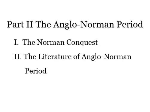 Part II The Anglo-Norman Period (盎格鲁-诺曼时期)讲解学习