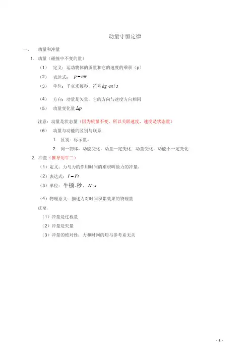 动量守恒定律知识点总结