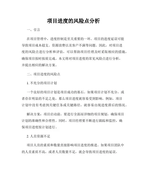 项目进度的风险点分析