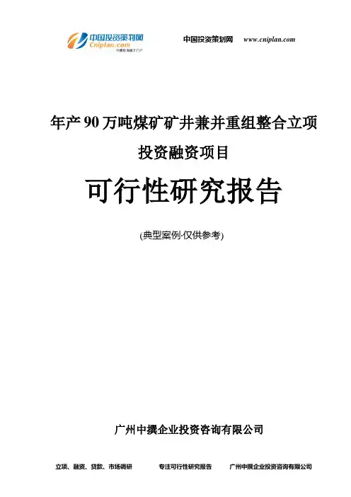 年产90万吨煤矿矿井兼并重组整合融资投资立项项目可行性研究报告(中撰咨询)