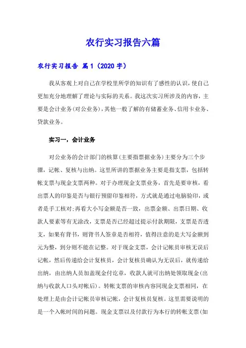 农行实习报告六篇