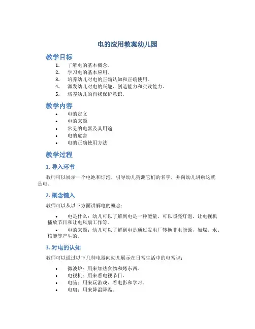 电的应用教案幼儿园