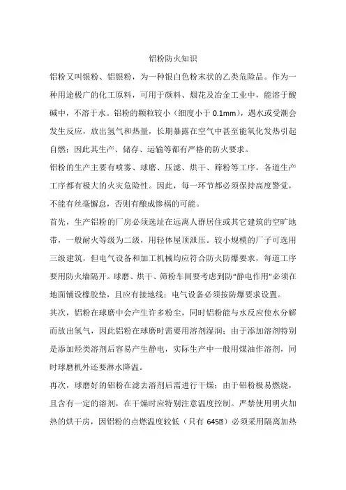 铝粉防火知识