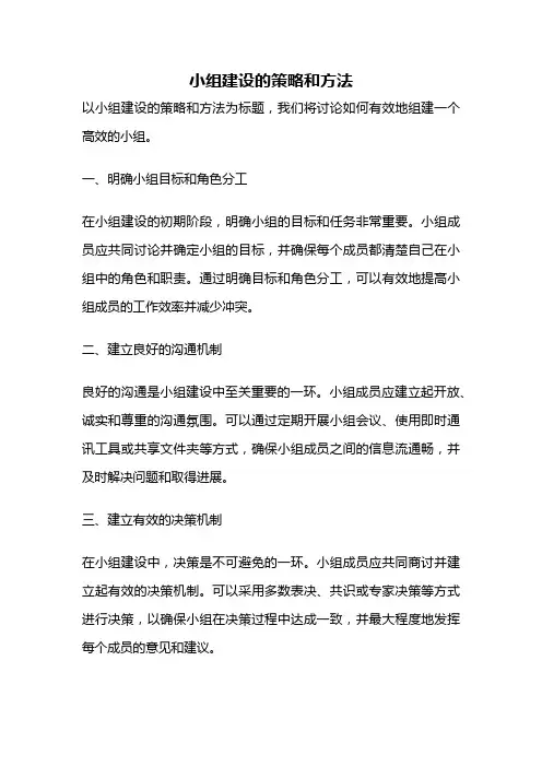 小组建设的策略和方法