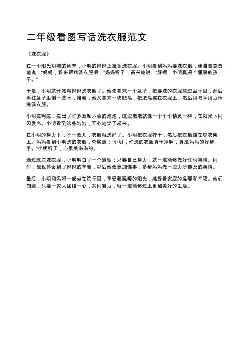 二年级看图写话洗衣服范文