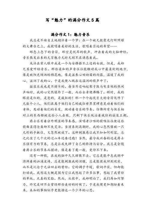 魅力满分作文5篇