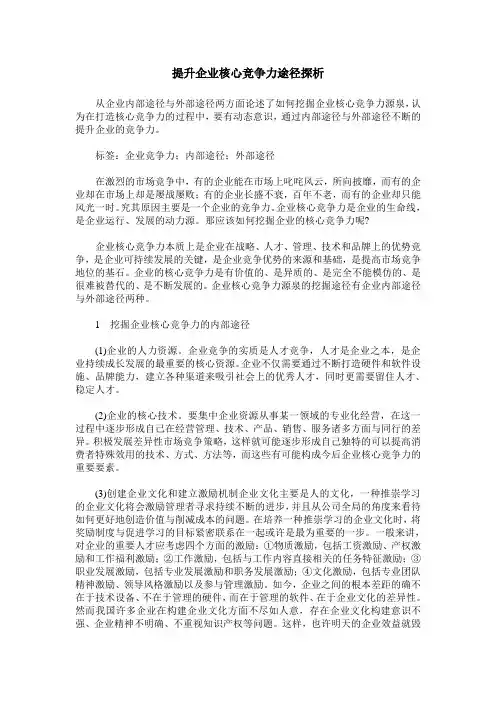 提升企业核心竞争力途径探析