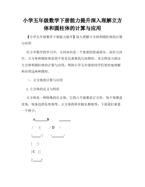 小学五年级数学下册能力提升深入理解立方体和圆柱体的计算与应用