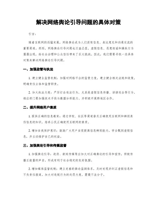 解决网络舆论引导问题的具体对策