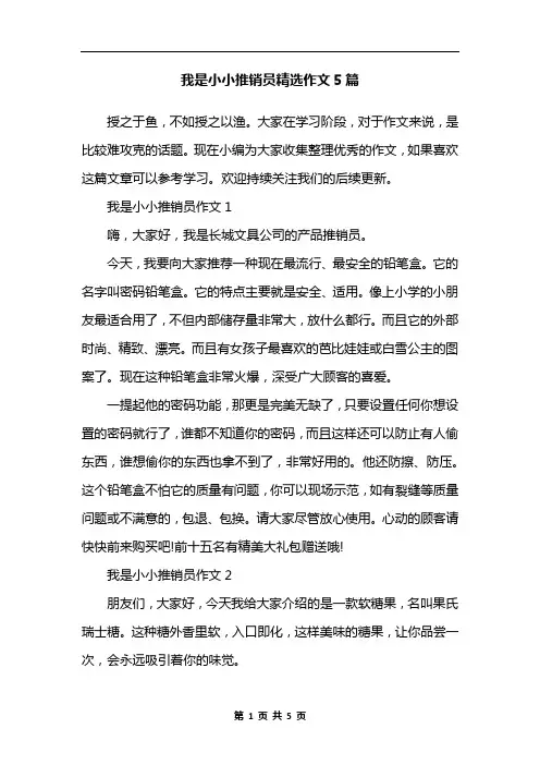 我是小小推销员精选作文5篇