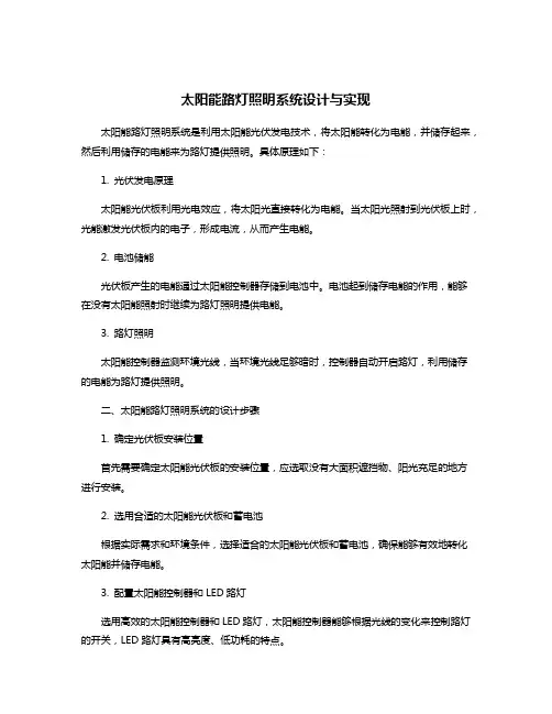 太阳能路灯照明系统设计与实现