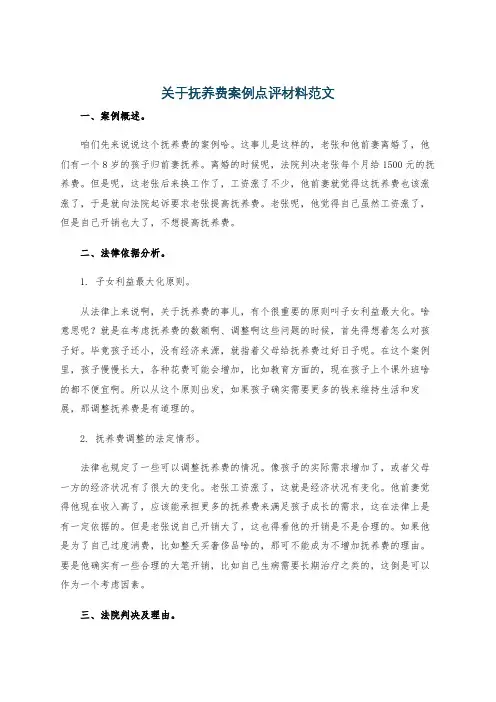 关于抚养费案例点评材料范文