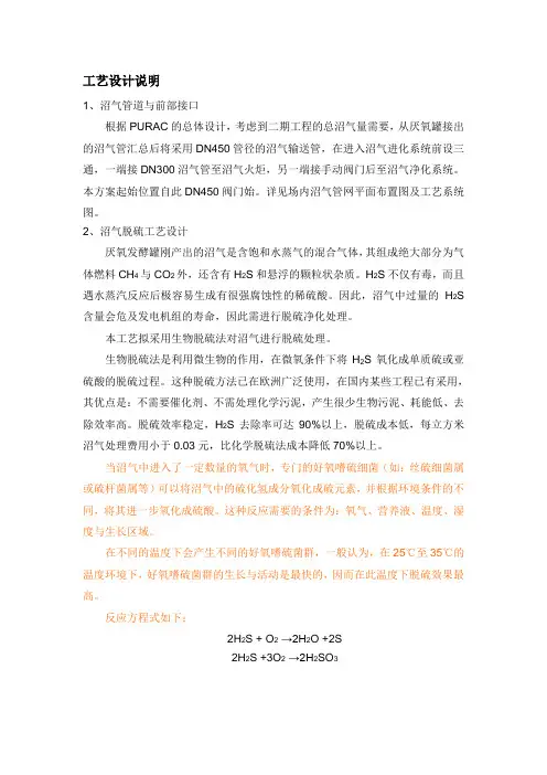 沼气脱硫工艺设计说明书