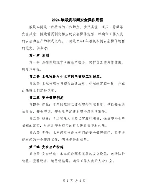 2024年煅烧车间安全操作规程