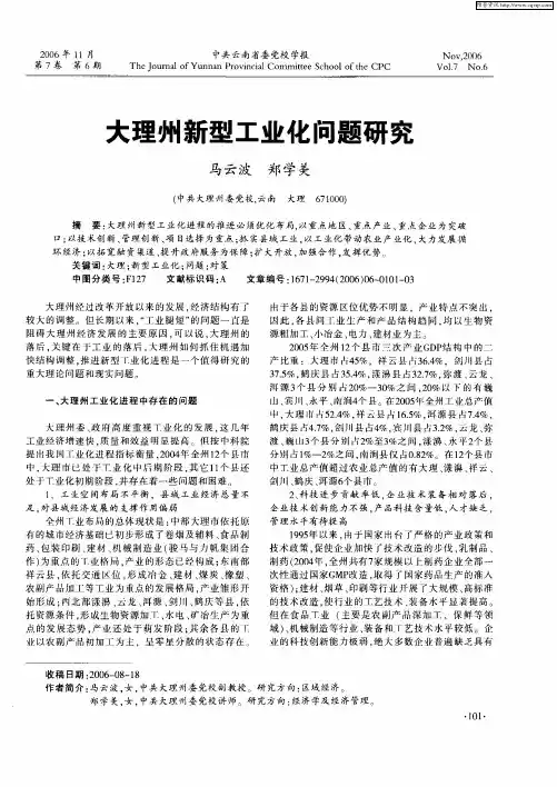 大理州新型工业化问题研究