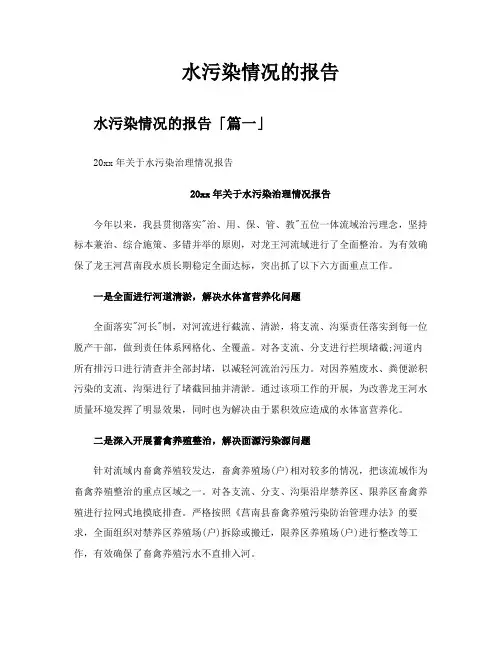 水污染情况的报告