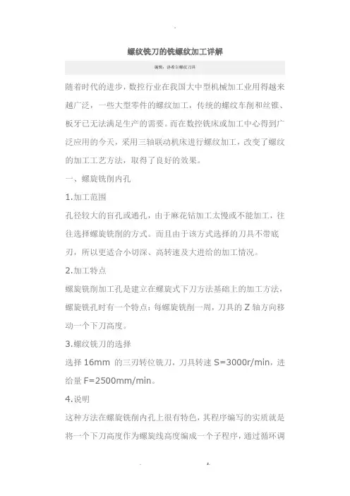 螺纹铣刀的铣螺纹加工详解