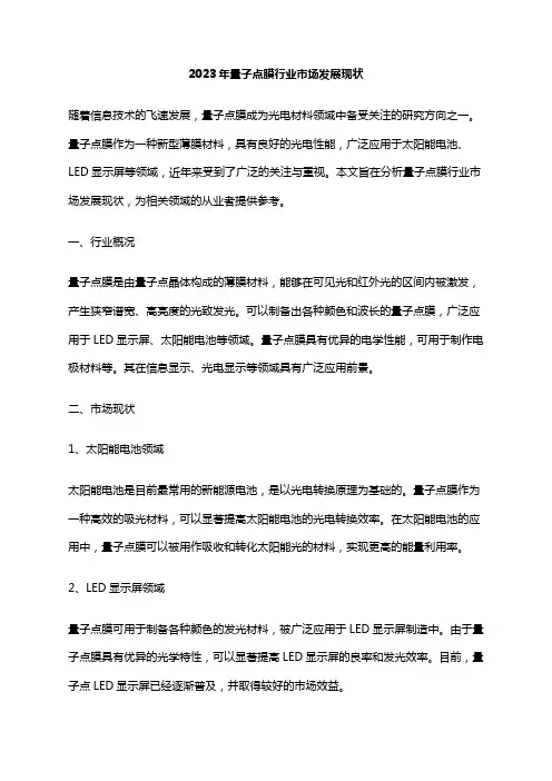 2023年量子点膜行业市场发展现状