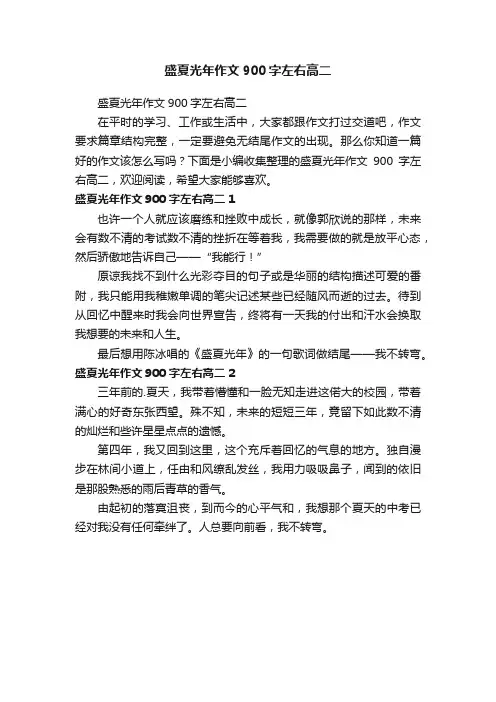 盛夏光年作文900字左右高二