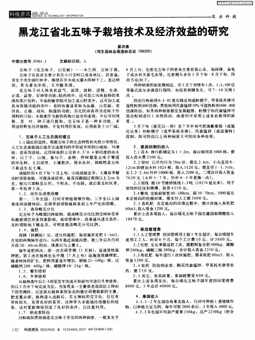 黑龙江省北五味子栽培技术及经济效益的研究