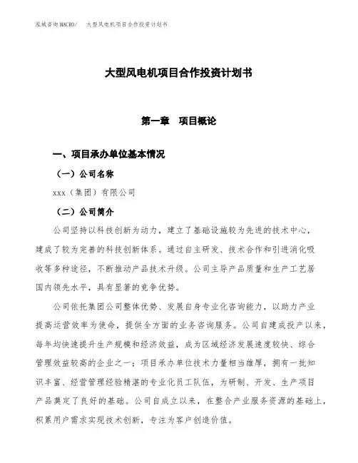 大型风电机项目合作投资计划书