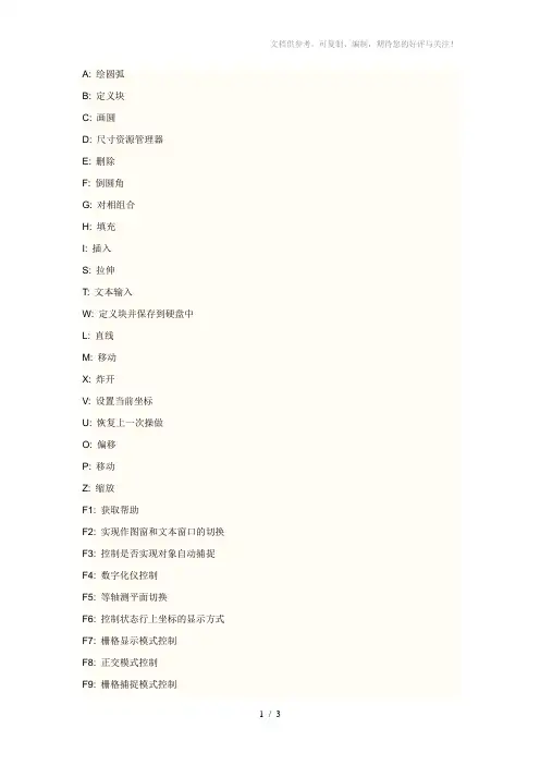 CAD中各符号代表意思
