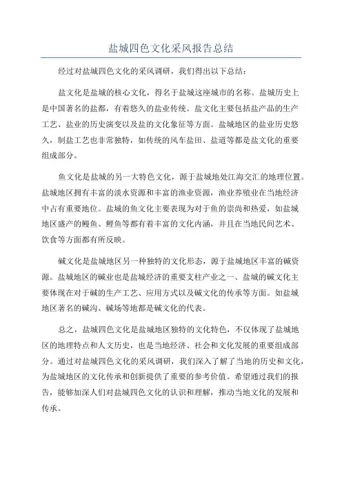 盐城四色文化采风报告总结