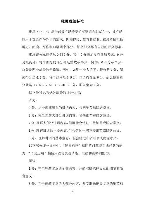 雅思成绩标准